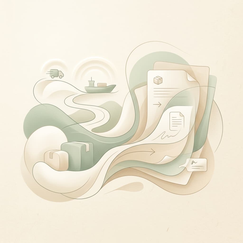 Abstract organic representation of shipping and documentation